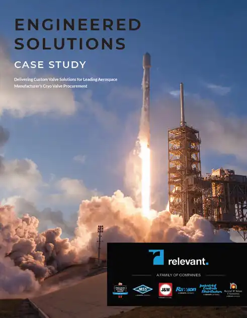 Case study image showcasing Relevant Industrial's custom valve solutions for a leading aerospace manufacturer, emphasizing cryo valve procurement and tailored engineering expertise.