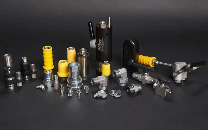 Product images of fluid connectors by Relevant Industrial, highlighting their role in utility industries for enabling secure, leak-free connections in piping systems used for water, gas, steam, and chemical distribution.